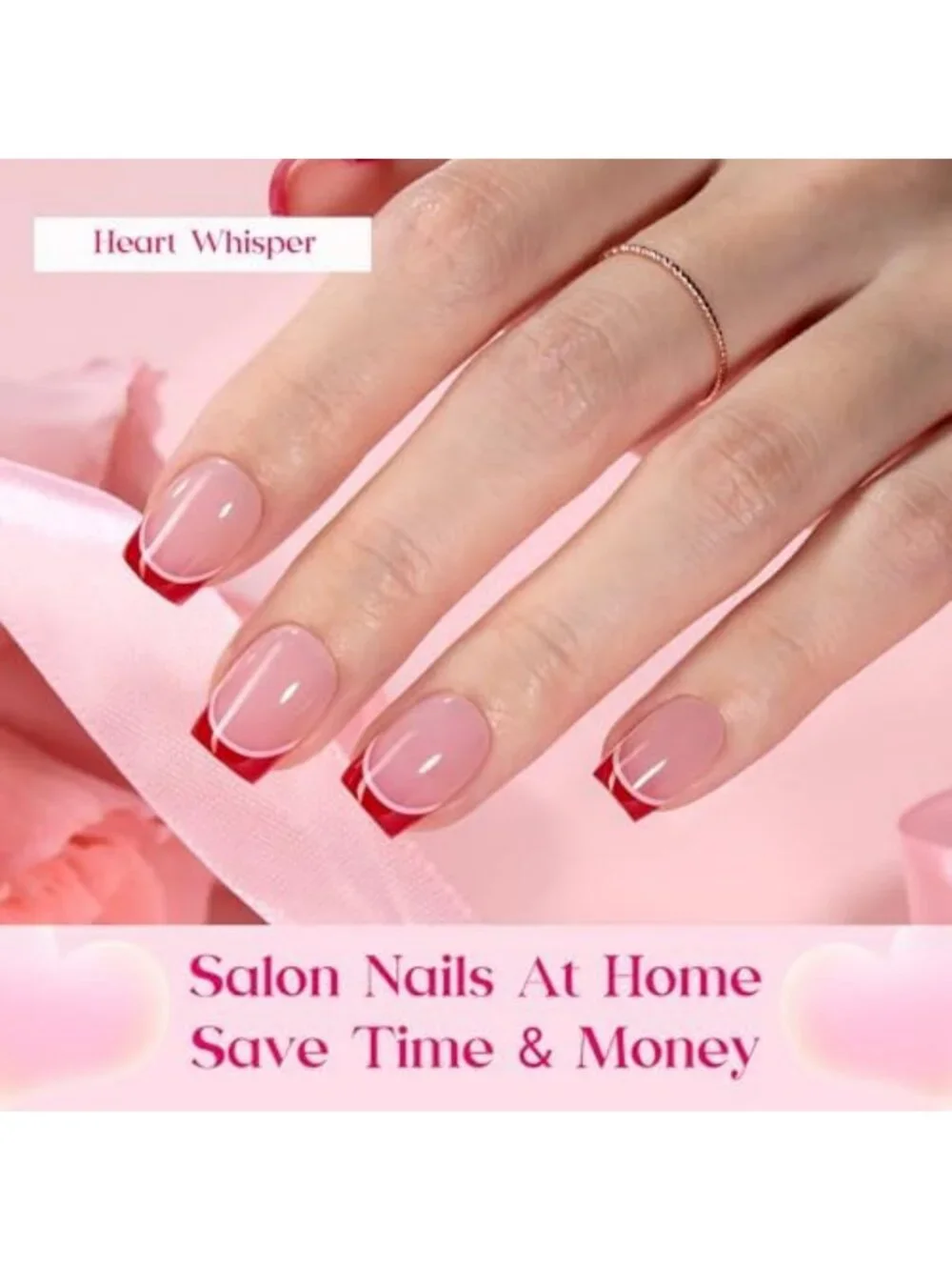 Heart Whisper Press-On Nails - Short Square, 3 Colors, 180 Pcs for Easy Glam